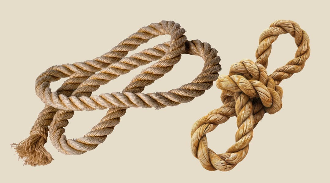 A tied and untied rope together — all blog notes