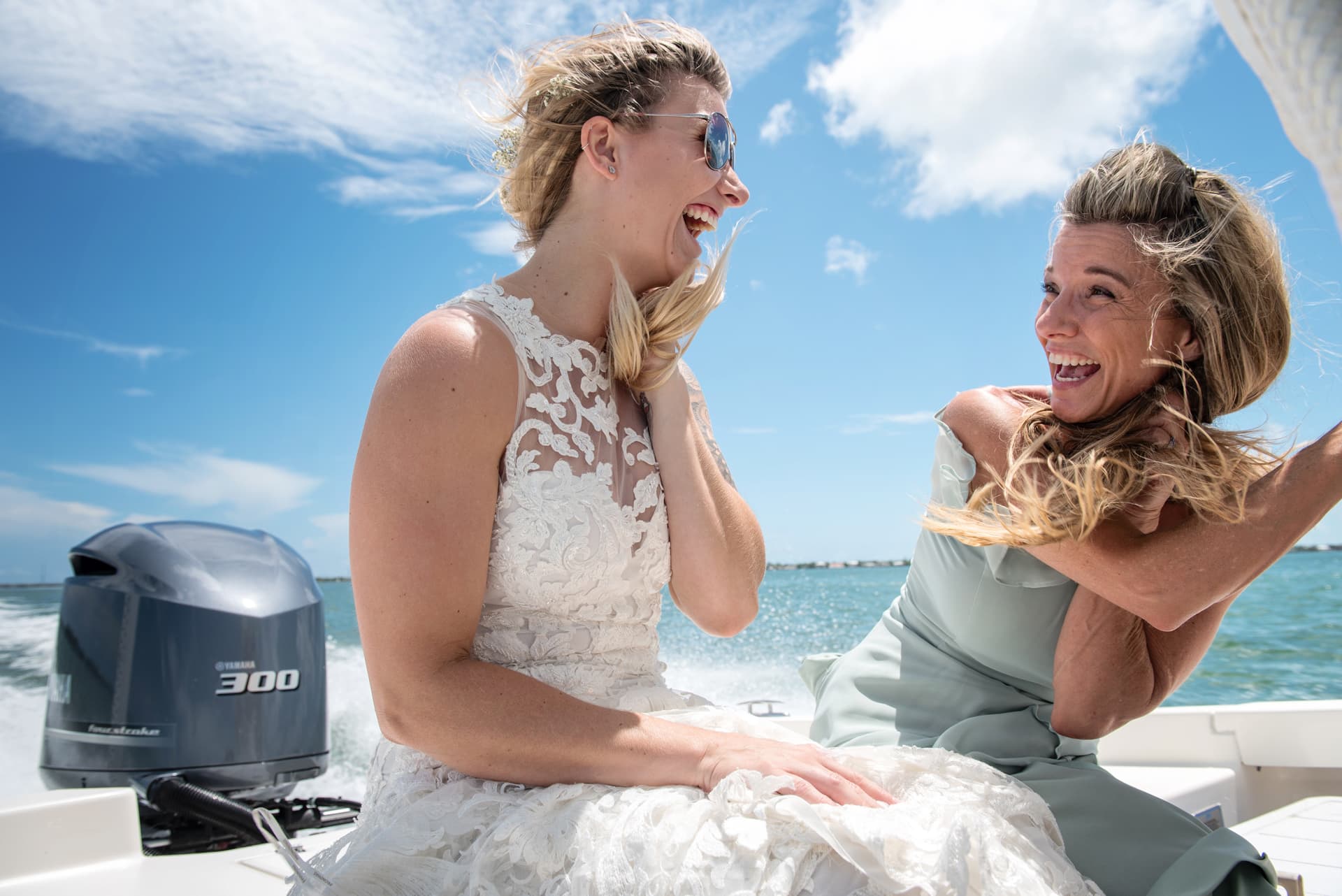 Bride on a boat
